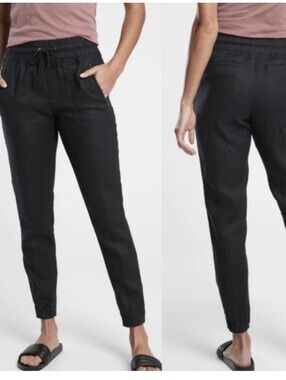 Athleta Cabo Linen Joggers Black Size 4
